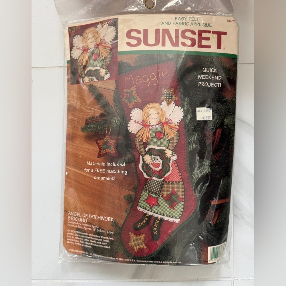 1995 DIMENSIONS ANGEL OF PATCHWORK 19" FELT STOCKING KIT #18077 NEW SEALED